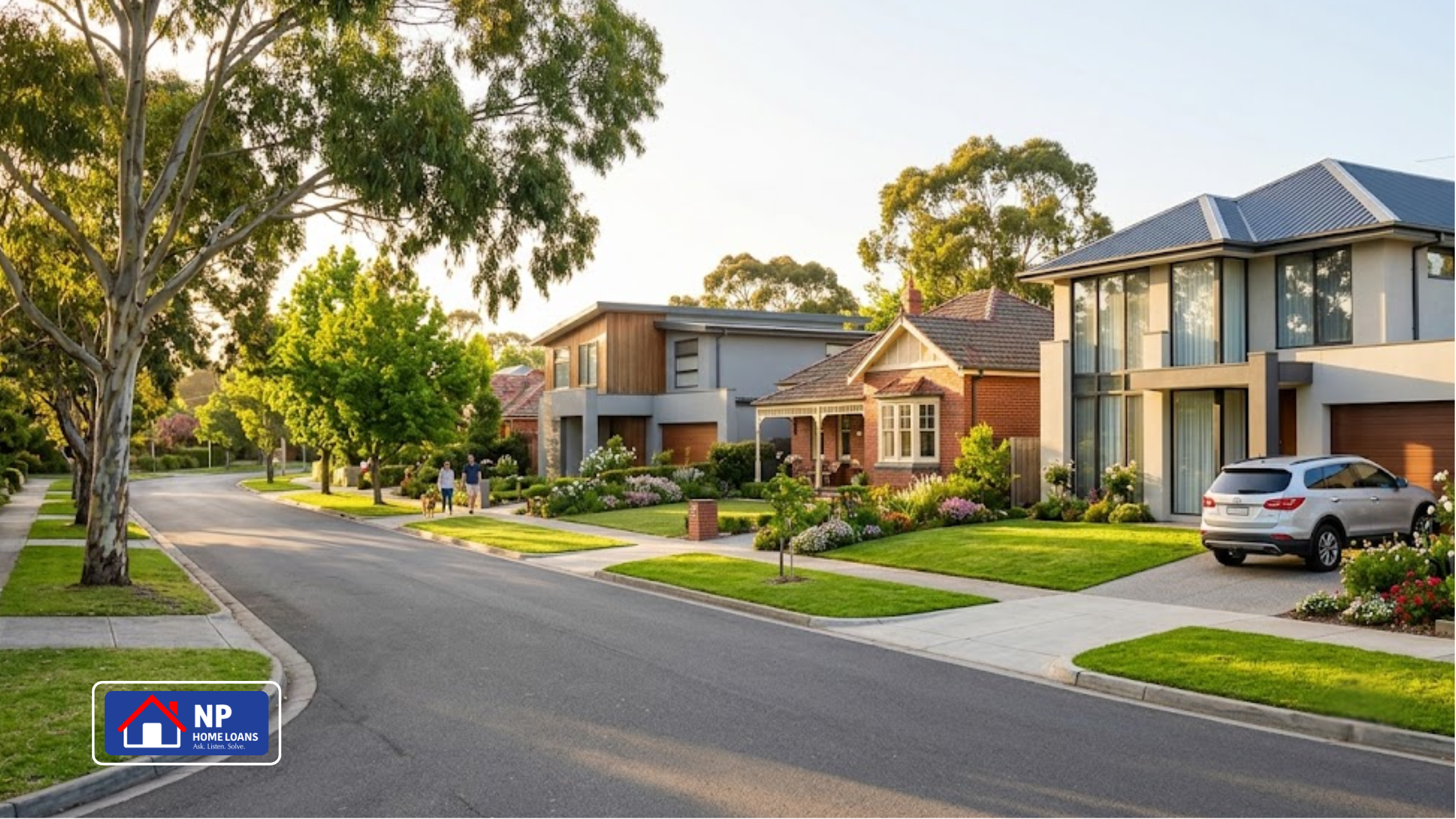 Modern suburban residential street in Melbourne featuring standalone family homes, representing home loan refinancing options in Mt Waverley and Chadstone. How to Refinance Your Home Loan in Melbourne (2026 Local Guide)